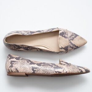 Cole Haan Ellora Skimmer Ballet Flat Python Leather Shoes Brown Cream Size 10.5